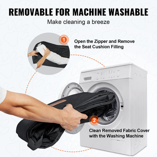 Dog Car Booster Seat | Sofa-Style | Waterproof | Clip-On Safety Leash | Up to 100lbs
