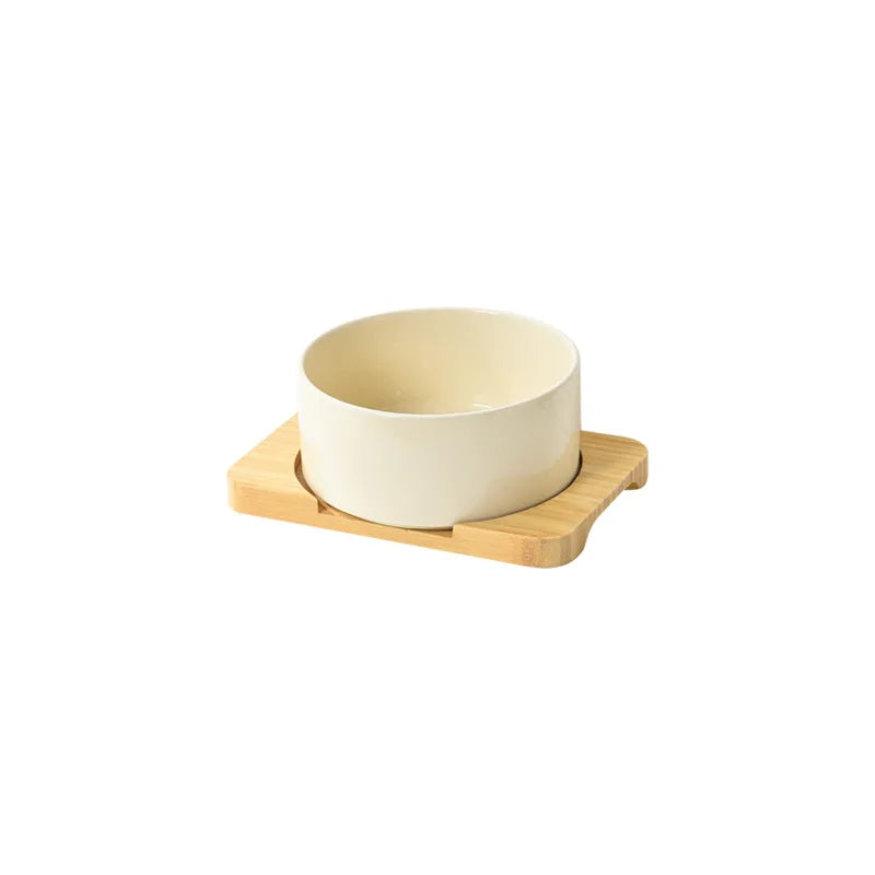 Ceramic Dog Bowl Set | Single, Double & Triple | Bamboo Stand | 6 Colors | 400ml & 850ml