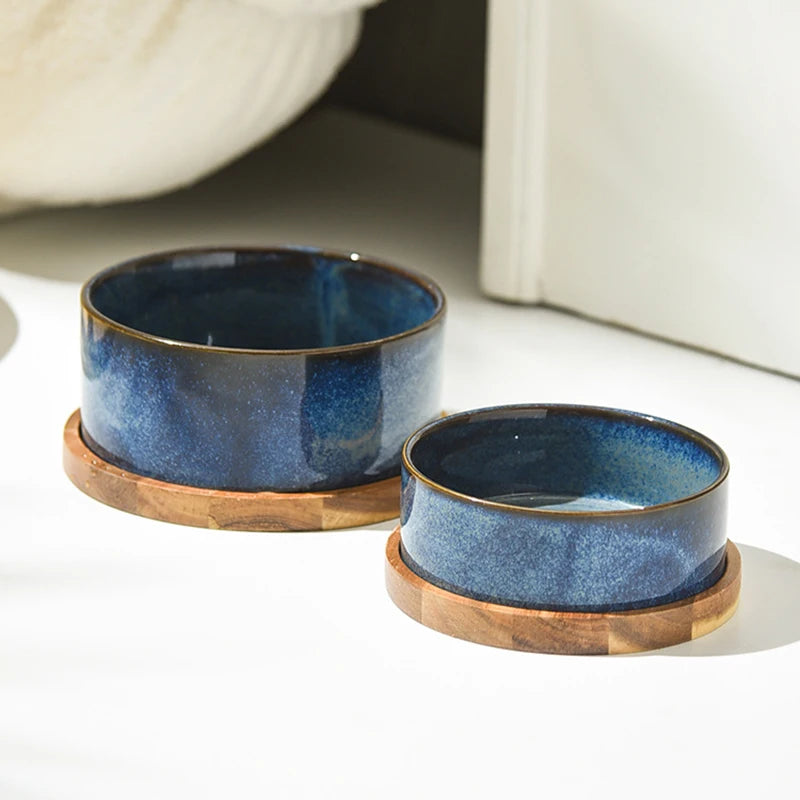 Kiln Glaze Ceramic Dog Bowl | Reactive Finish | Stand & Double Options | 3 Colors | 400ml & 850ml