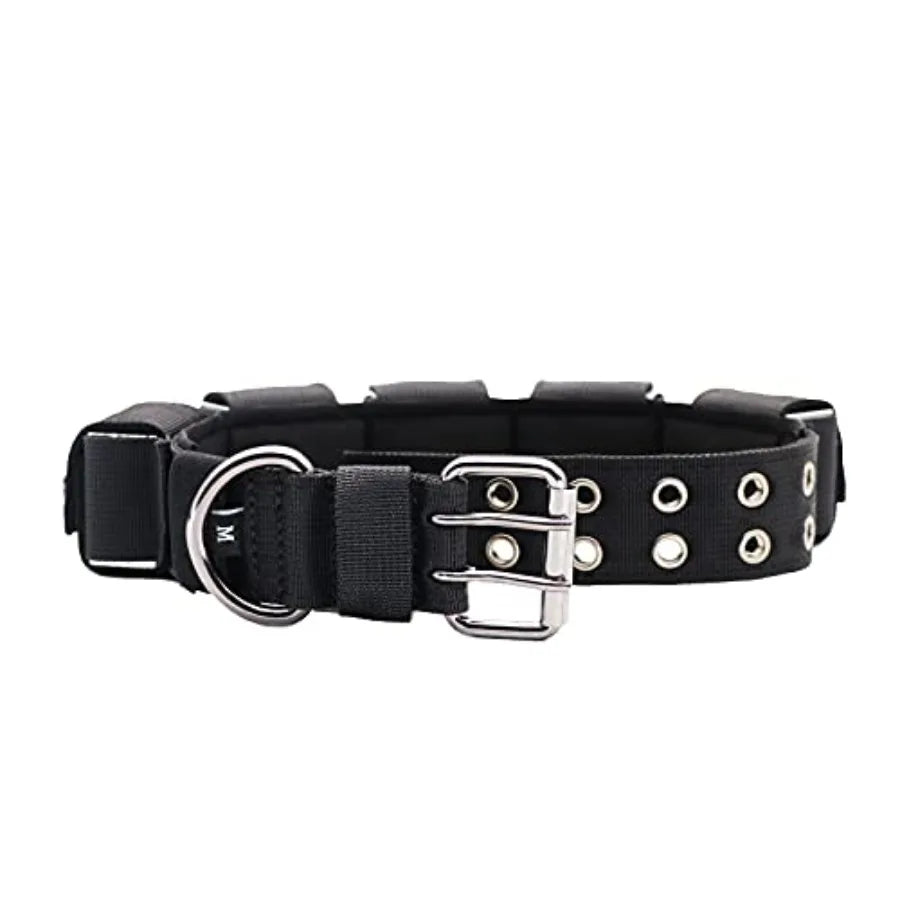Tactical Weighted Dog Collar | Heavy-Duty Nylon, Adjustable | Training & Exercise | Black