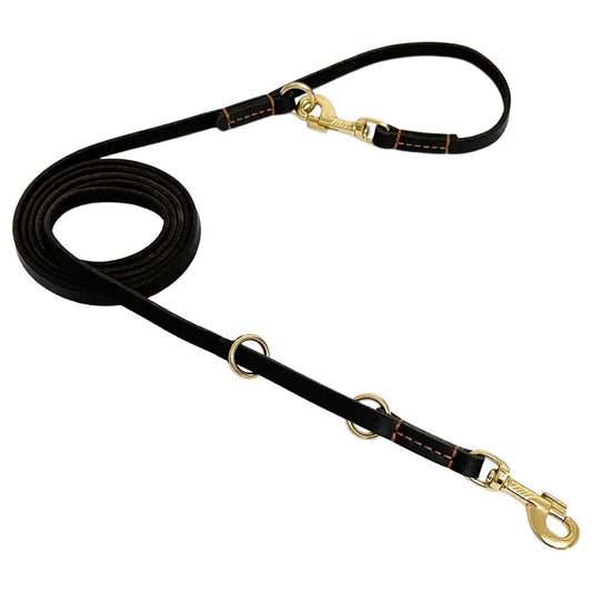 6-Way Multifunctional Leather Dog Leash | 8ft Hands-Free | Adjustable Slip Lead | Medium & Large Dogs