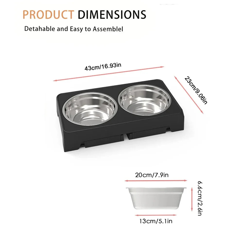 Adjustable Elevated Dog Feeder | Double Stainless Steel Bowls | Food & Water | Small to Large Dogs