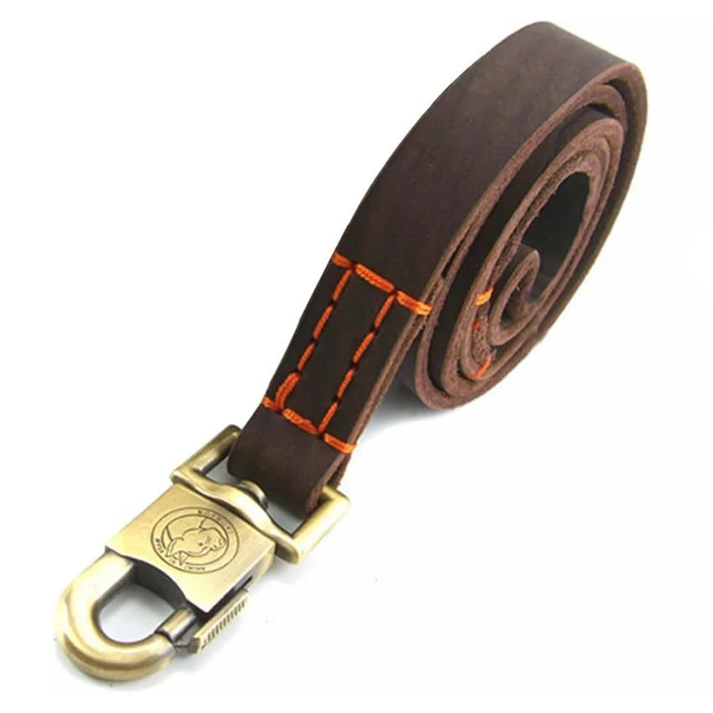 Heavy Duty Real Leather Dog Leash — Hand-Stitched or Braided | 90, 120 & 150cm