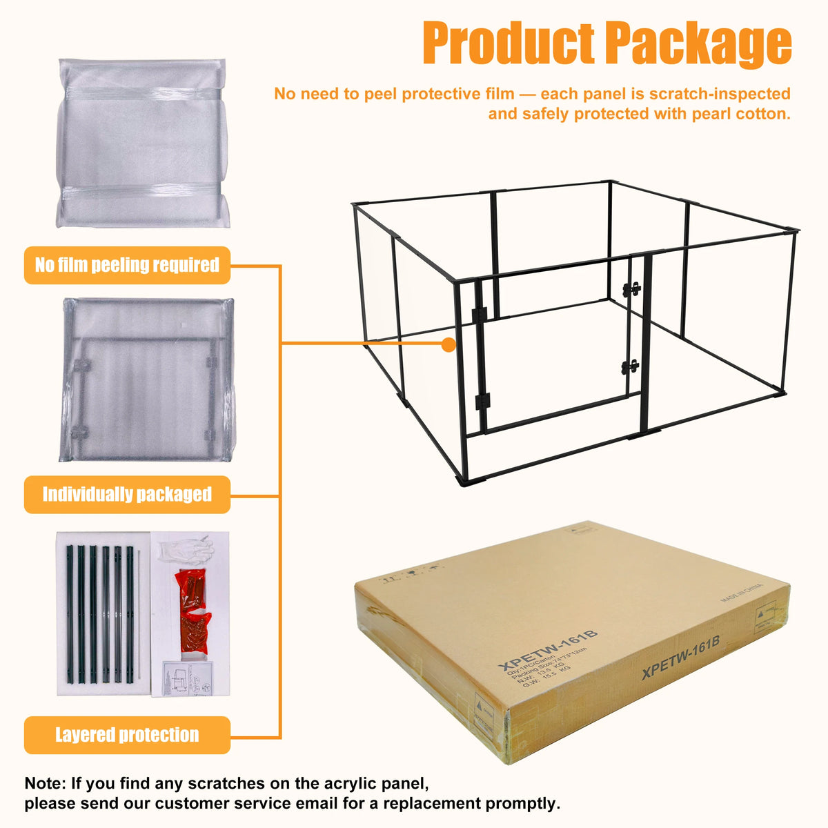 Clear-Panel Dog Playpen | 8 Panels | 48 × 48 in. | 24 or 30 in. High