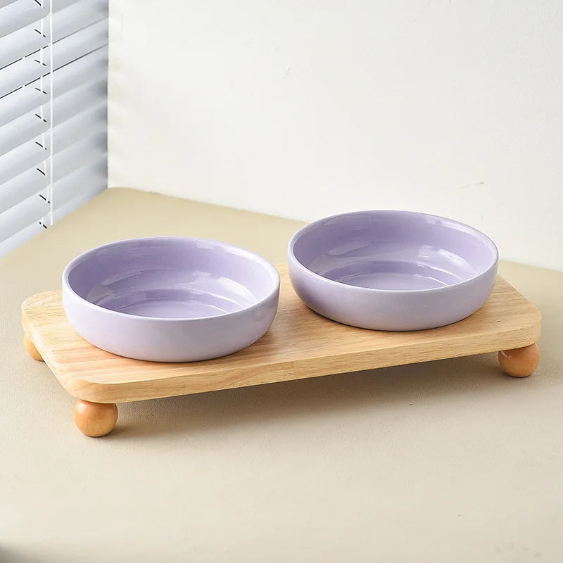 Elevated Ceramic Dog Bowl | Non-Slip Stand | Single & Double | 4 Colors