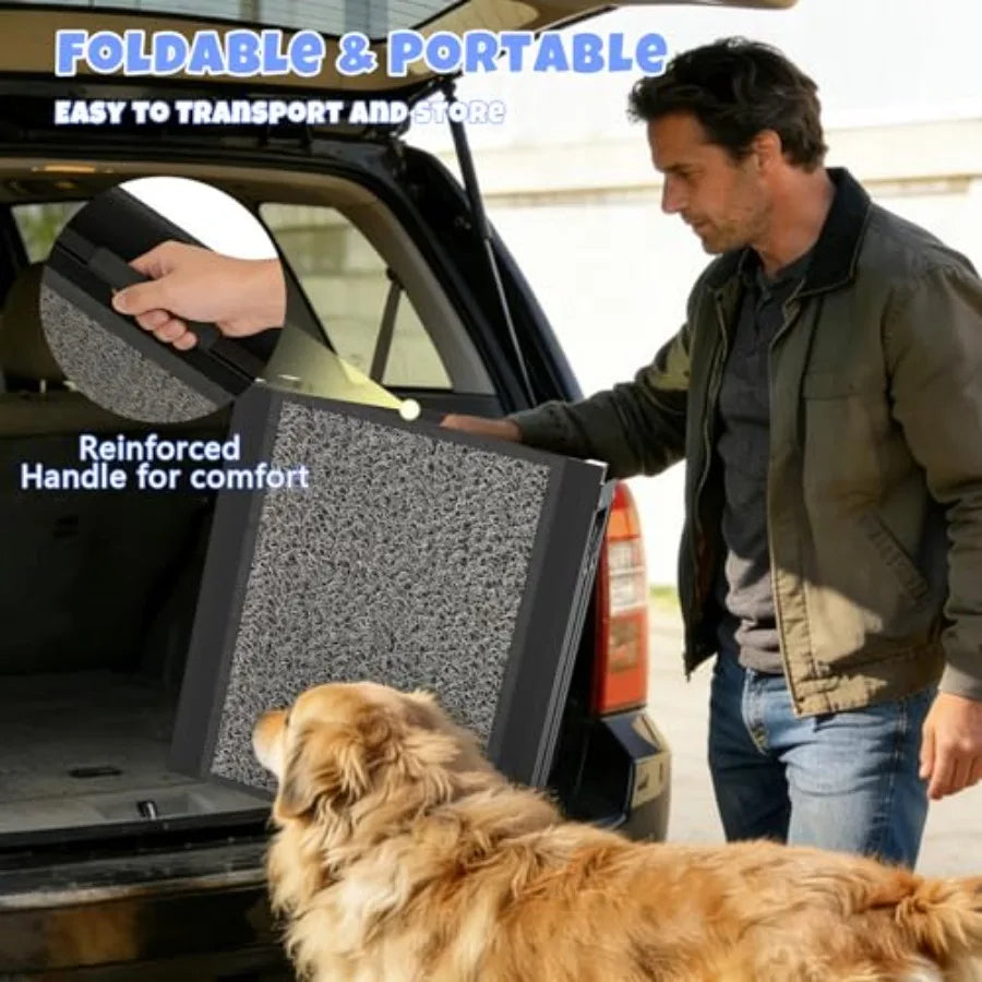 Dog Car Ramp | 63 x 17 in | Non-Slip Rug Surface | Foldable | SUV, Car & Truck