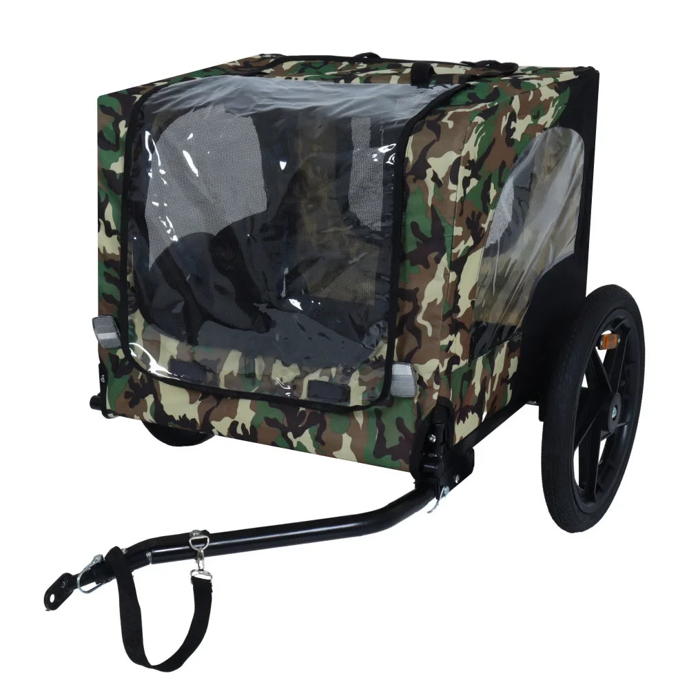 Dog Bike Trailer Pet Cart for Bicycle Easy Folding Quick Release Wheels Non-Slip Floor Internal Leash Small Medium Pets