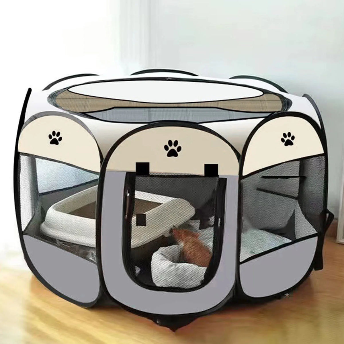 Foldable Soft Dog Crate with Breathable Mesh