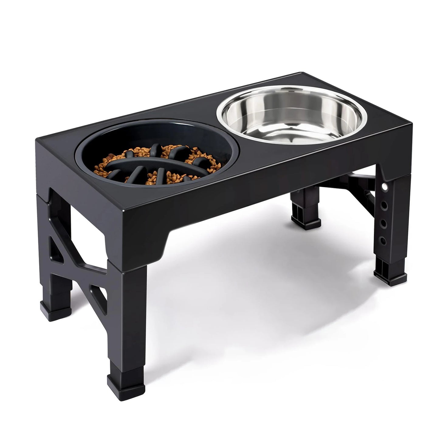 Adjustable Elevated Dog Feeder | Double Stainless Steel Bowls | Food & Water | Small to Large Dogs