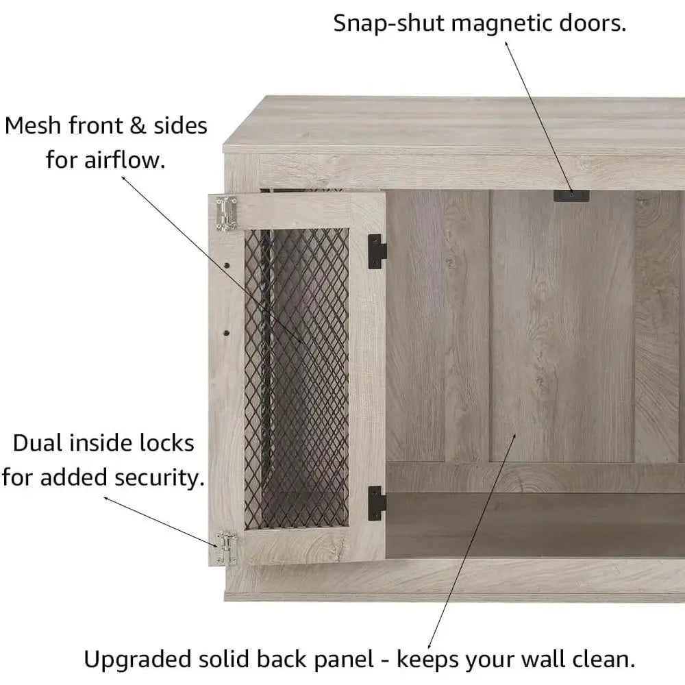 Furniture-Style Dog Crate with Cushion & Removable Tray