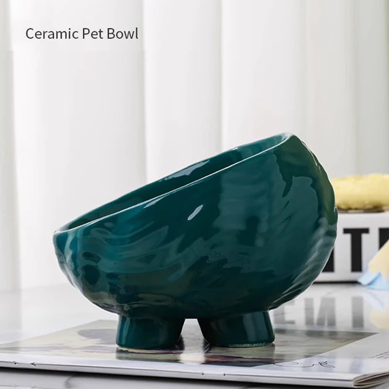 Oblique Mouth Ceramic Dog Bowl | Anti-Overturn | Neck Protection | Dog Food & Water