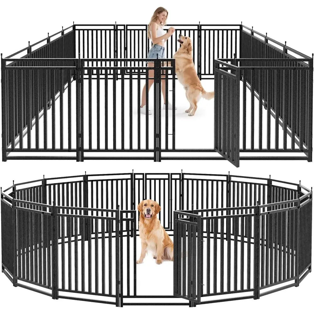 Portable 40 High 16-Panel Dog Playpen for Outdoor and Indoor Use, Suitable for Puppy Play and Camping (Black-Silver)