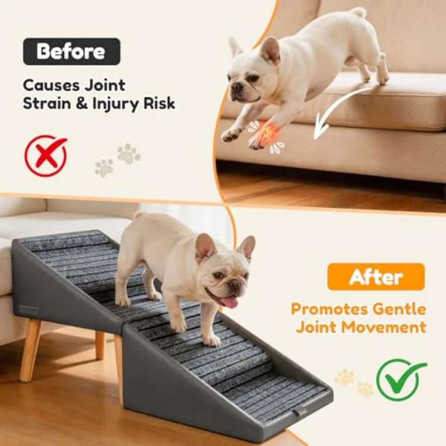 4-Step Dog Stairs | 17" Foldable 2-in-1 Pet Steps & Ottoman | Non-Slip | Small Dogs