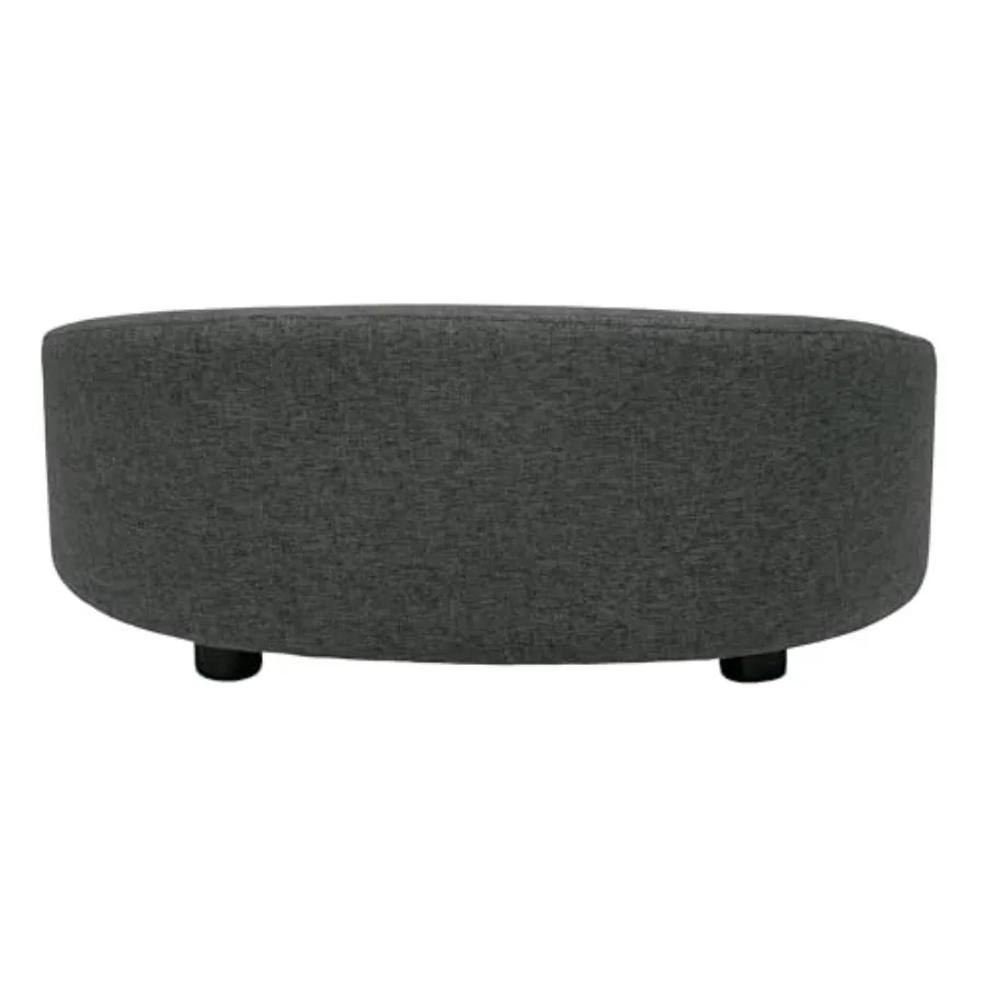 Arc Crescent Back Sofa Dog Bed | Tufted Cushion & Armrest | Modern Indoor Pet Furniture | Dark Gray