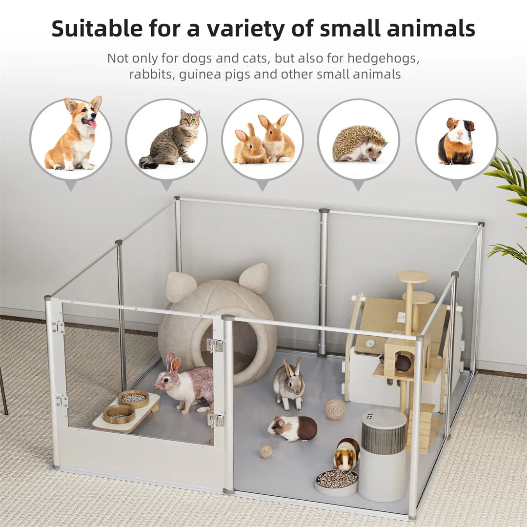 Clear Acrylic Dog Playpen | 5 Sizes | Waterproof Pad | Indoor | Up to 44lbs