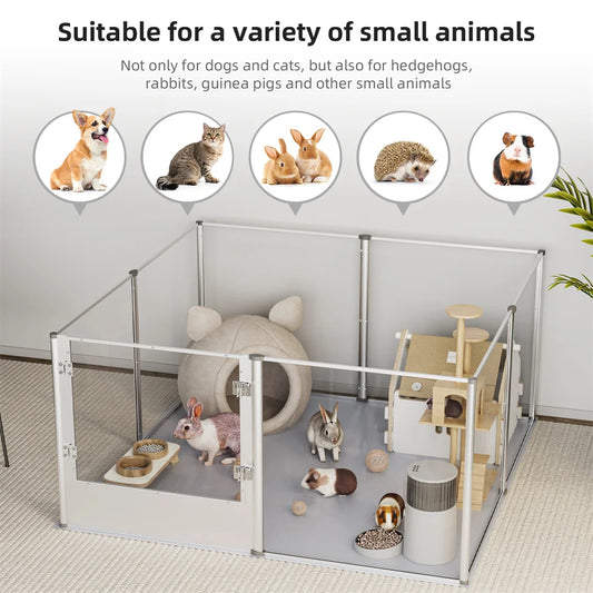 Clear Acrylic Dog Playpen | 5 Sizes | Waterproof Pad | Indoor | Up to 44lbs