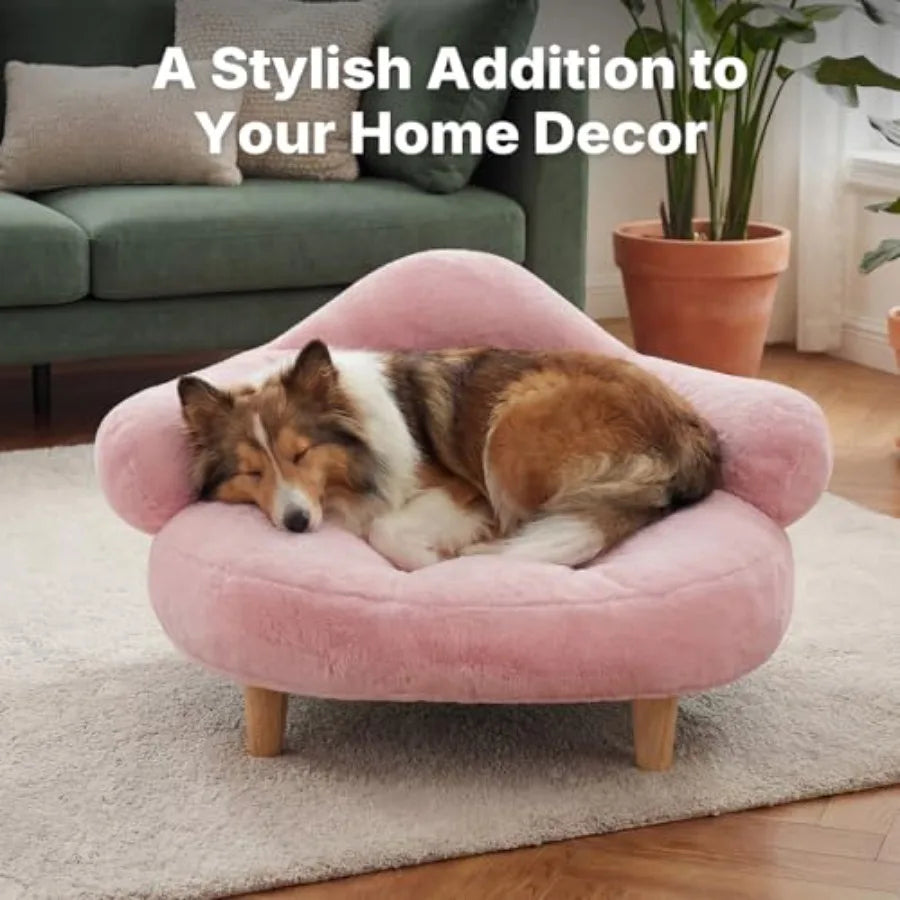 Elevated Dog Sofa Bed | Sturdy Wood Legs | Washable Cover | Small & Medium Dogs