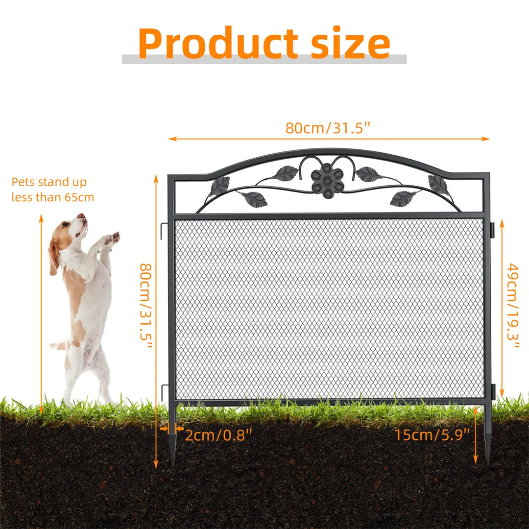 5 Panels Heavy Duty Metal Decorative Garden Fence Dog Playpen Animal Barrier Indoor/Outdoor Pet exercise Playpen Kennel