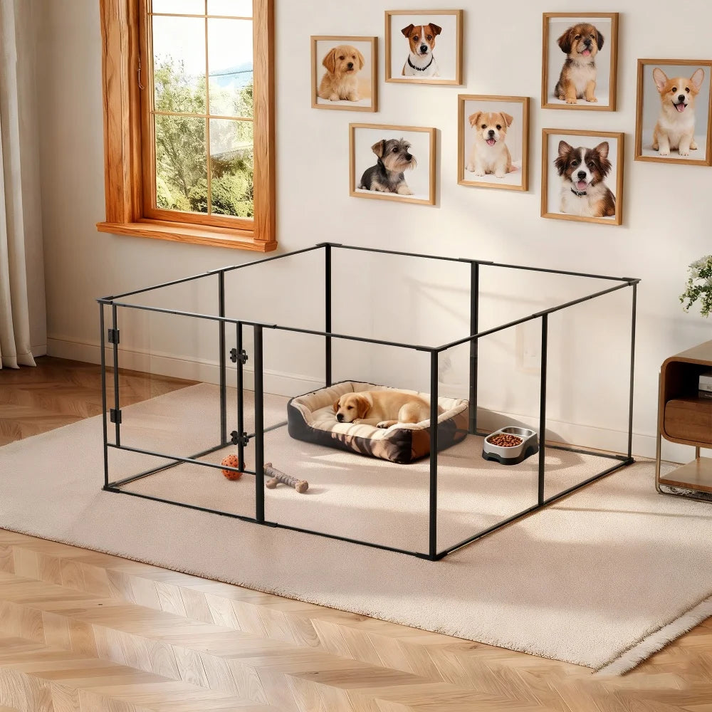 Clear-Panel Dog Playpen | 8 Panels | 48 × 48 in. | 24 or 30 in. High