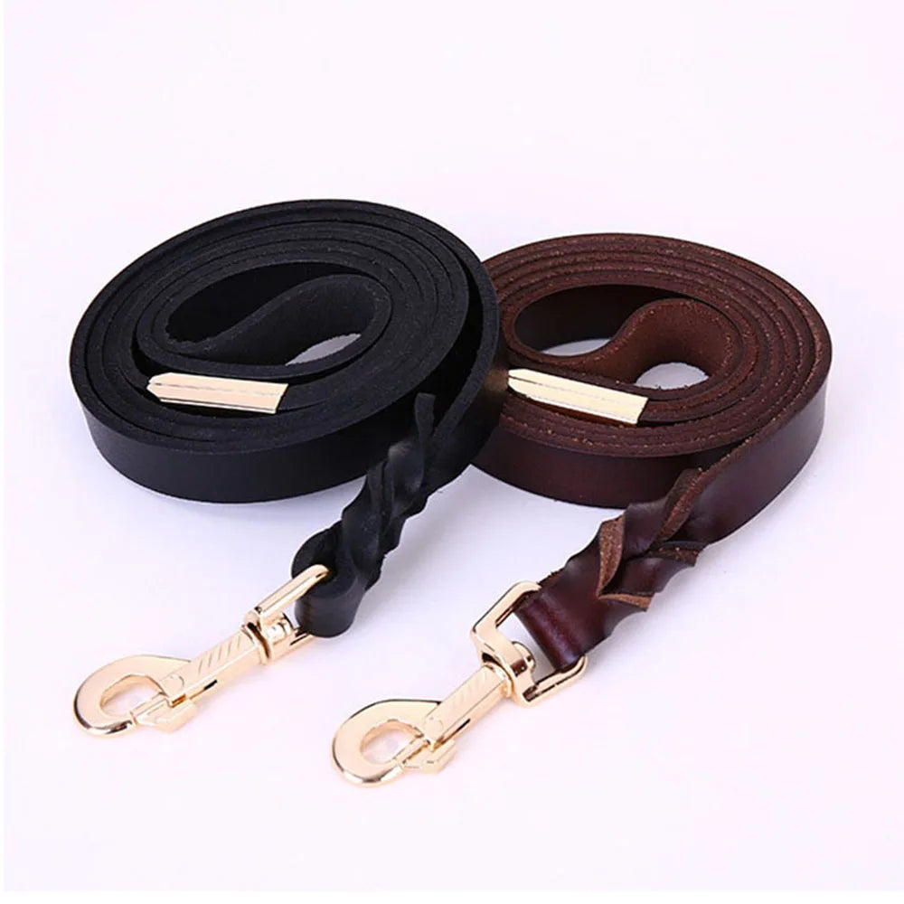 Braided Leather Dog Leash | 1.3m (51") Heavy Duty Training Lead | Strong & Durable | All Breeds