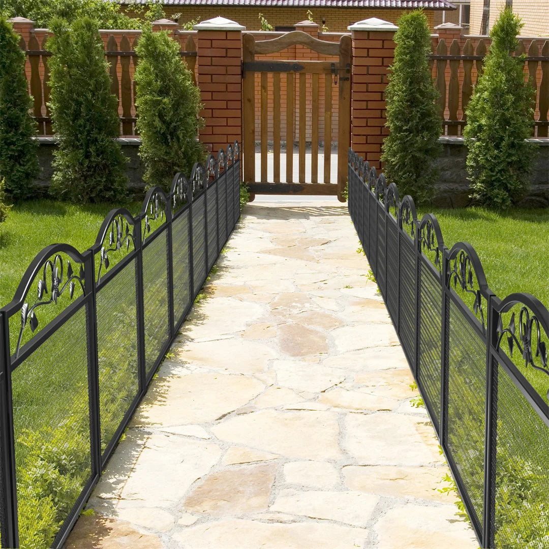 5 Panels Heavy Duty Metal Decorative Garden Fence Dog Playpen Animal Barrier Indoor/Outdoor Pet exercise Playpen Kennel