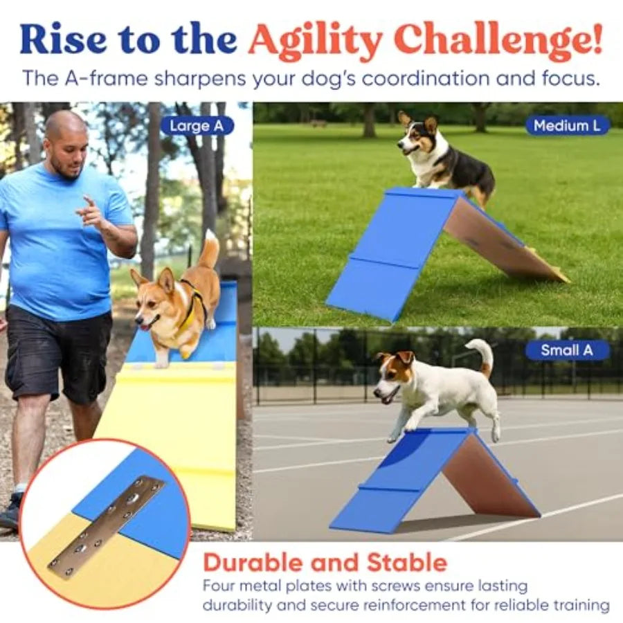 Complete Dog Agility Course Set | A-Frame, Weave Poles, Jump Hoop & Cones