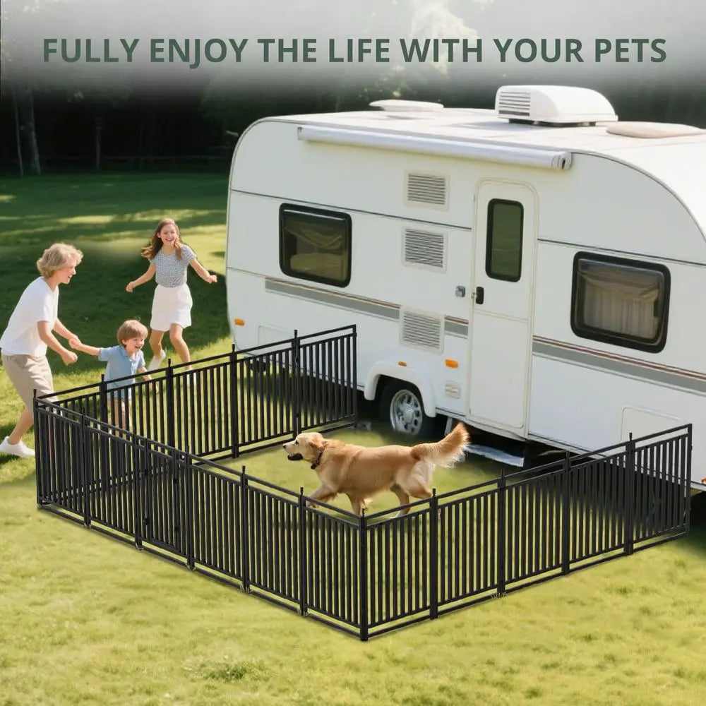 Portable 40 High 16-Panel Dog Playpen for Outdoor and Indoor Use, Suitable for Puppy Play and Camping (Black-Silver)