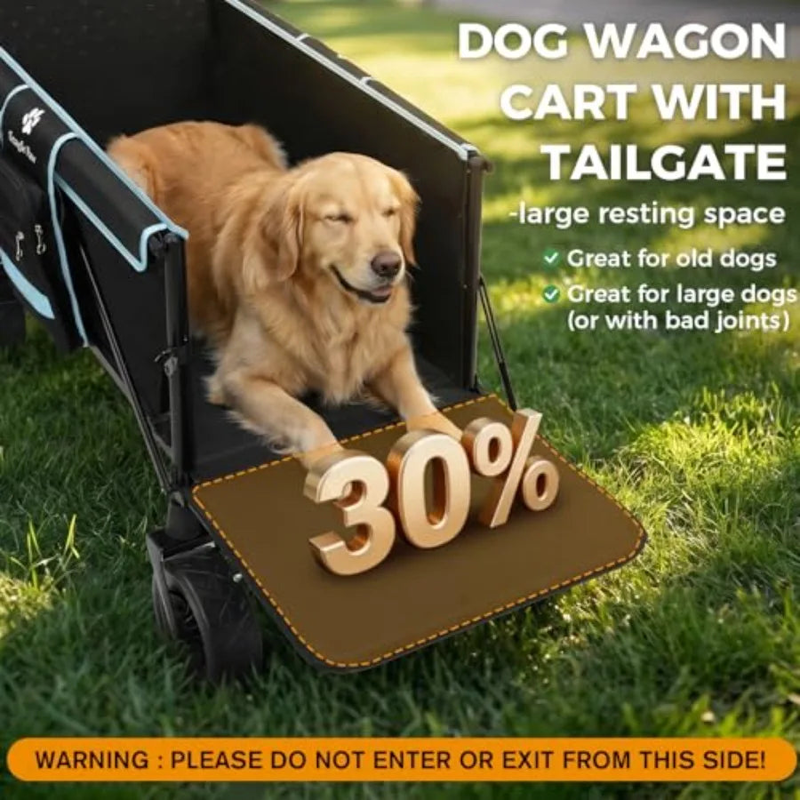 Extra Large Dog Stroller with Anti-Slip Ramp | Up to 100 lbs | Foldable All-Terrain