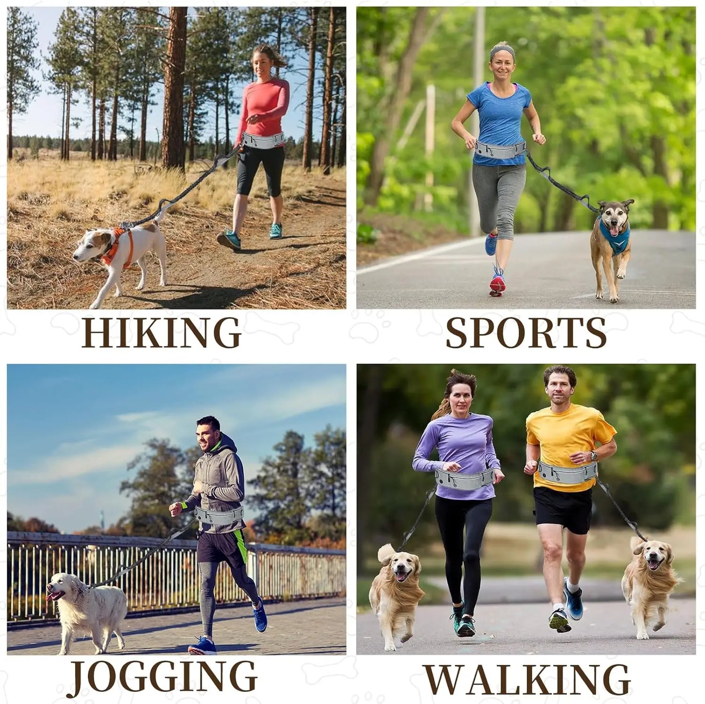 Hands-Free Waist Dog Leash | Running Leash with Zipper Pouch | Reflective | Dual Padded Handles
