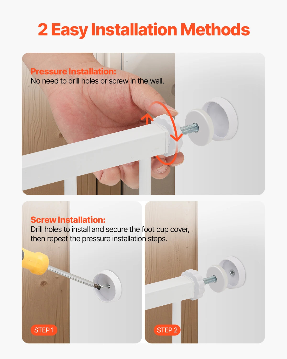 Dog Gate 30" High — Pressure Mount, Auto-Close, One-Hand Operation | White | Walk-Thru