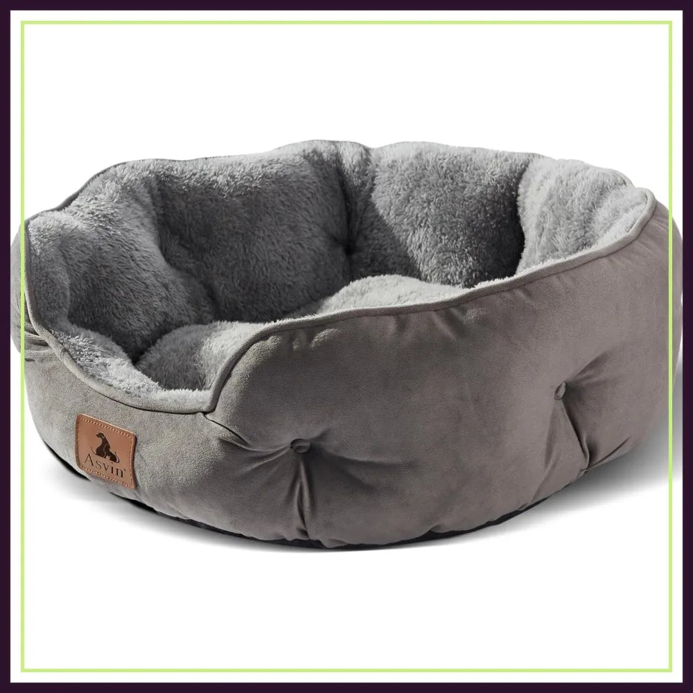Small Dog Bed for Small Dogs, Cat Bed for Indoor Cats, Pet Bed for Puppy and Kitty, Extra Soft & Machine Washable, Anti-Slip & Water-Resistant Oxford Bottom, 20 inches