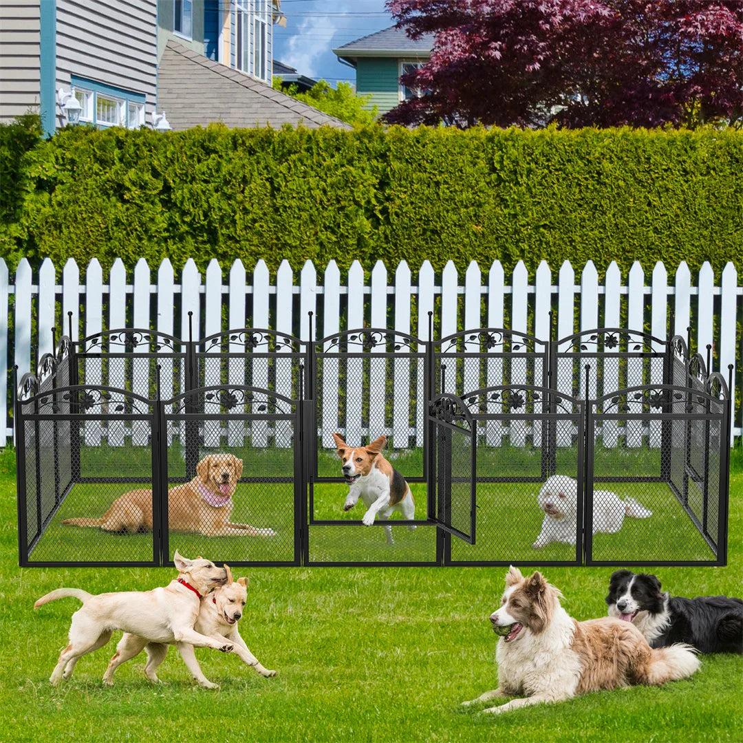8-Panel DIY Heavy Duty Dog Playpen — Indoor & Outdoor Metal Fence with Waterproof Pad