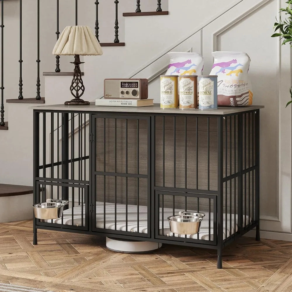 Large Foldable Dog Crate Furniture, Dog Kennel with Storage Top, Wooden Dog Crate Table for Medium to Large，Customized