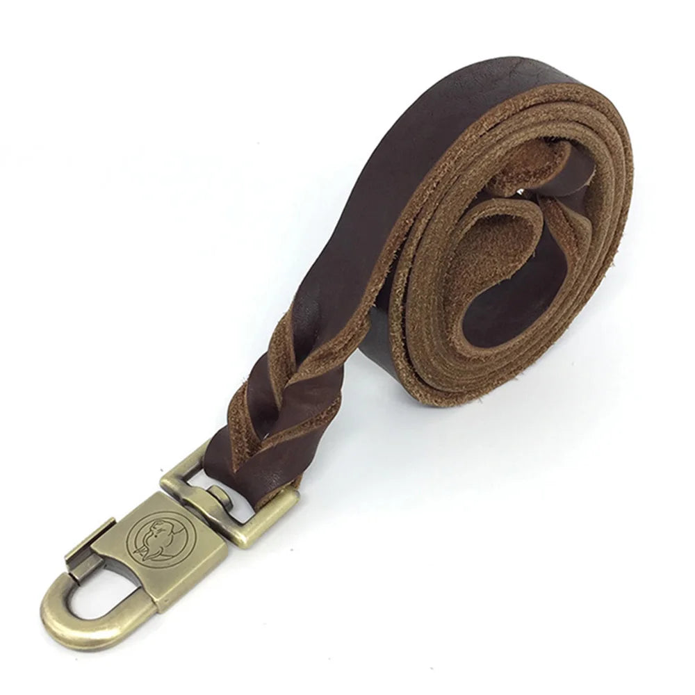 Heavy Duty Real Leather Dog Leash — Hand-Stitched or Braided | 90, 120 & 150cm