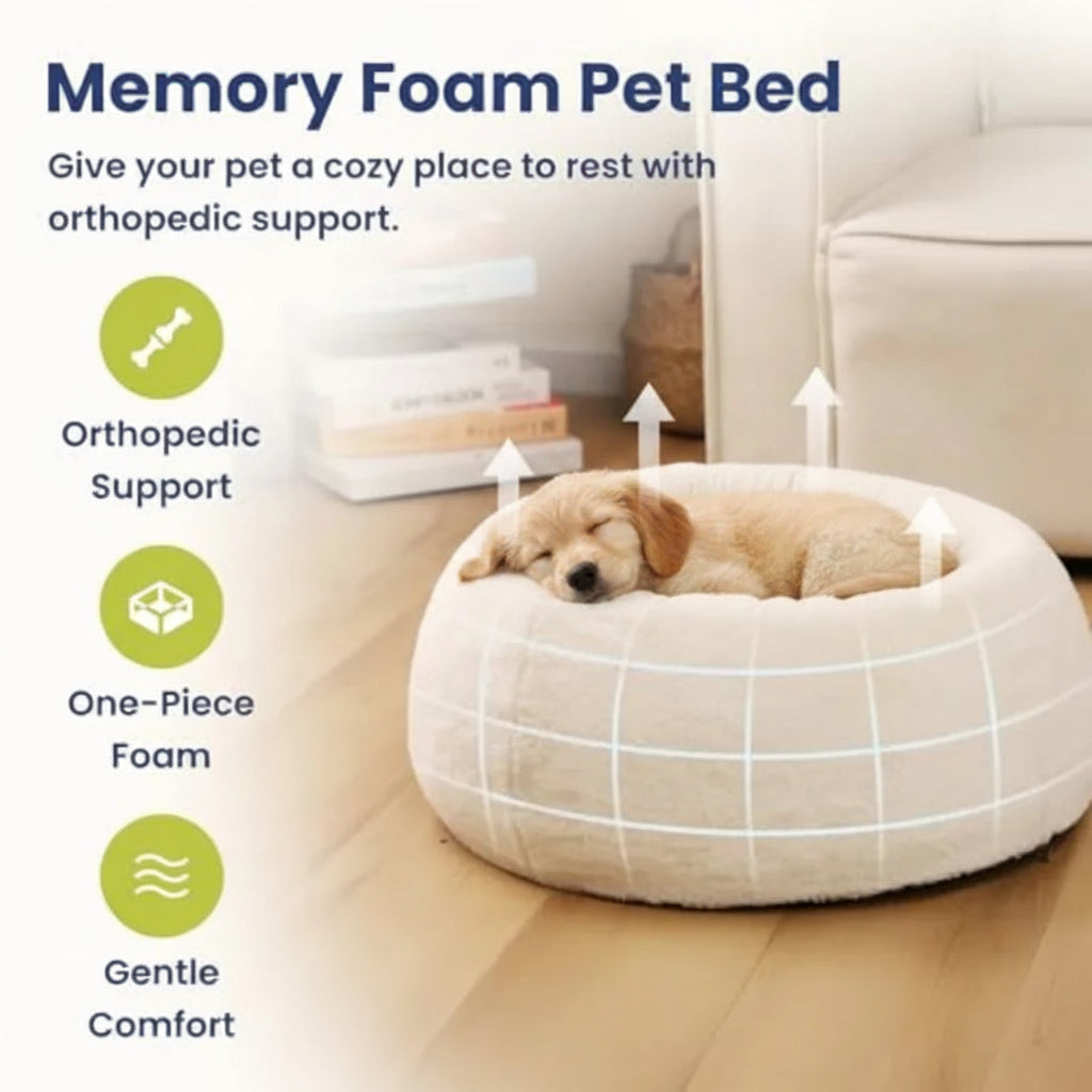 Orthopedic Memory Foam Dog Bed | Faux Rabbit Fur | Small Dogs & Puppies