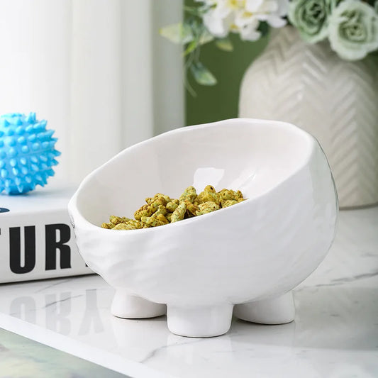 Oblique Mouth Ceramic Dog Bowl | Anti-Overturn | Neck Protection | Dog Food & Water