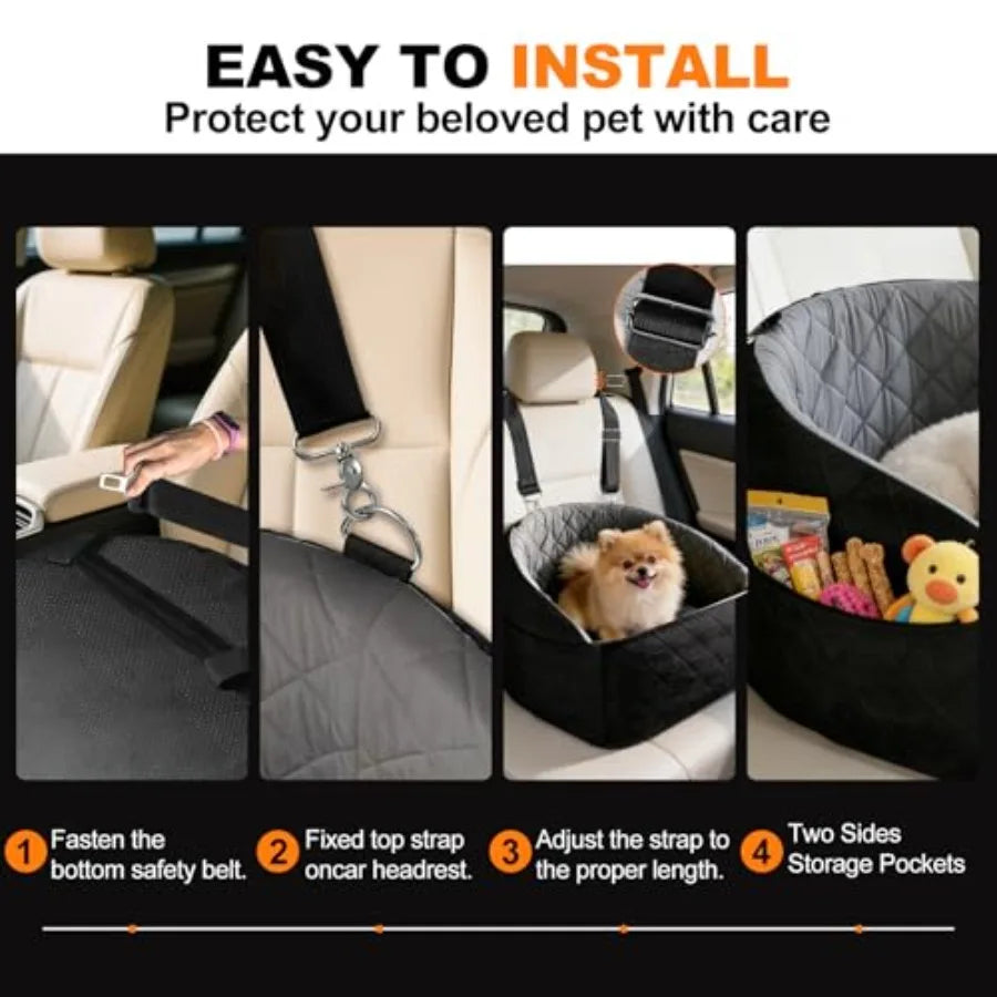Dog Car Seat for Small Medium Dogs Dog Booster Seat Travel Bed for Small Dogs up to 30 lbs for Front/Back Seats Washable Pet Ca