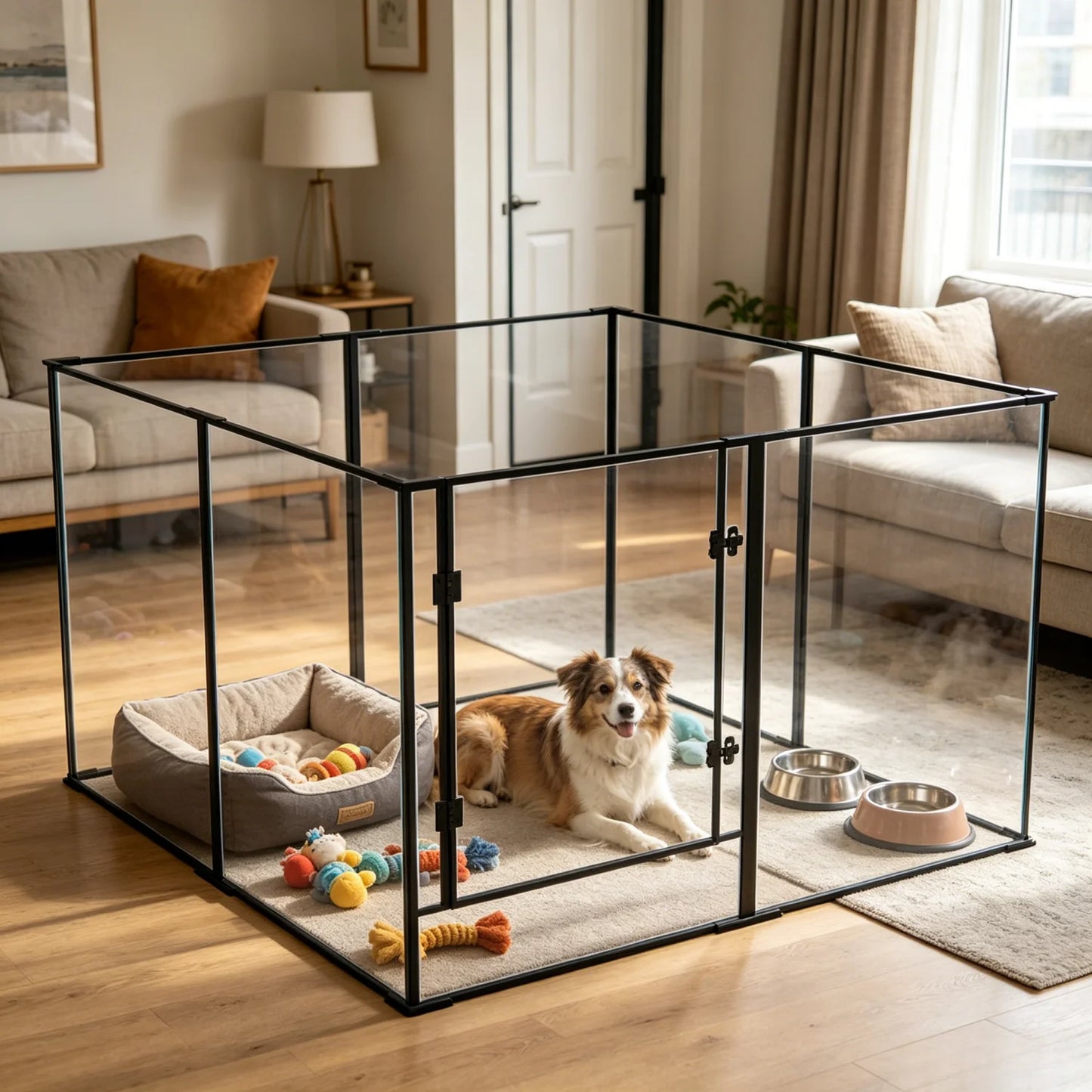 8 Panels Clear Acrylic Dog Playpen Pet Puppy Playpen for Guinea Pig Rabbits Small Animals Whelping Pen Box Exercise Fence
