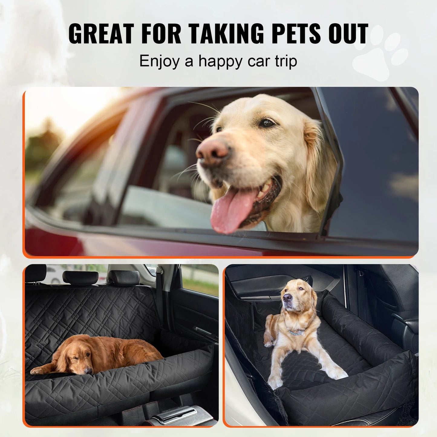 Dog Car Booster Seat | Sofa-Style | Waterproof | Clip-On Safety Leash | Up to 100lbs