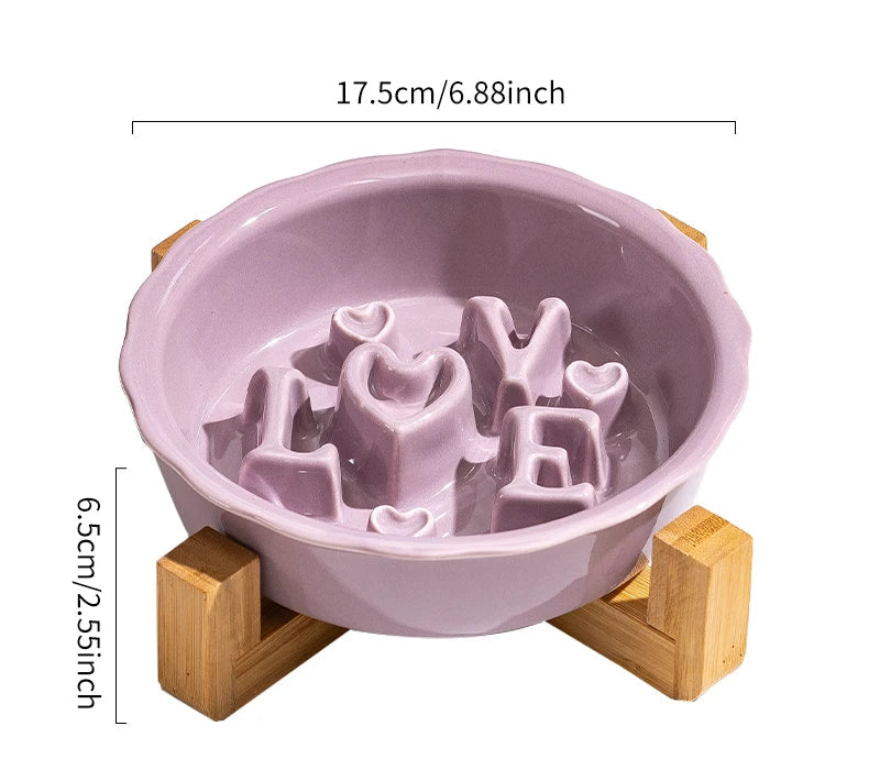 Ceramic Slow Feeder Dog Bowl | Anti-Overturn | Neck Protection | Anti-Choking | Flat Mouth Design
