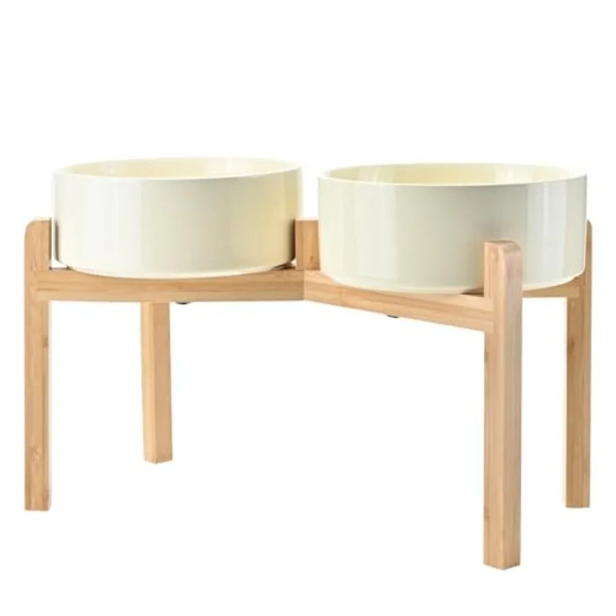 Elevated Ceramic Dog Bowl | Bamboo Stand | 6.1" Height | 3.6 Cup | 10 Designs