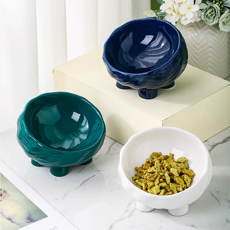 Oblique Mouth Ceramic Dog Bowl | Anti-Overturn | Neck Protection | Dog Food & Water