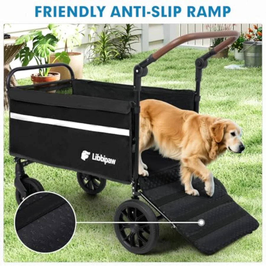 Foldable All-Terrain Dog Wagon with Ramp | Medium & Large Dogs | One-Step Brake