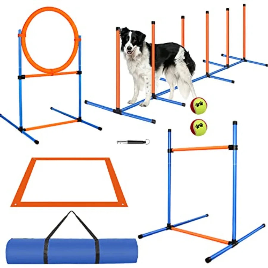 72-Piece Dog Agility Obstacle Course | Hurdles, Tunnel & More | Indoor & Outdoor Training