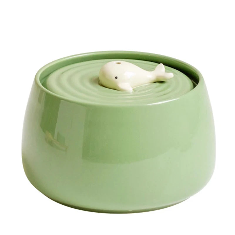 Ceramic Whale Dog Water Bowl | Automatic Circulating Dispenser | Stylish Pet Feeder