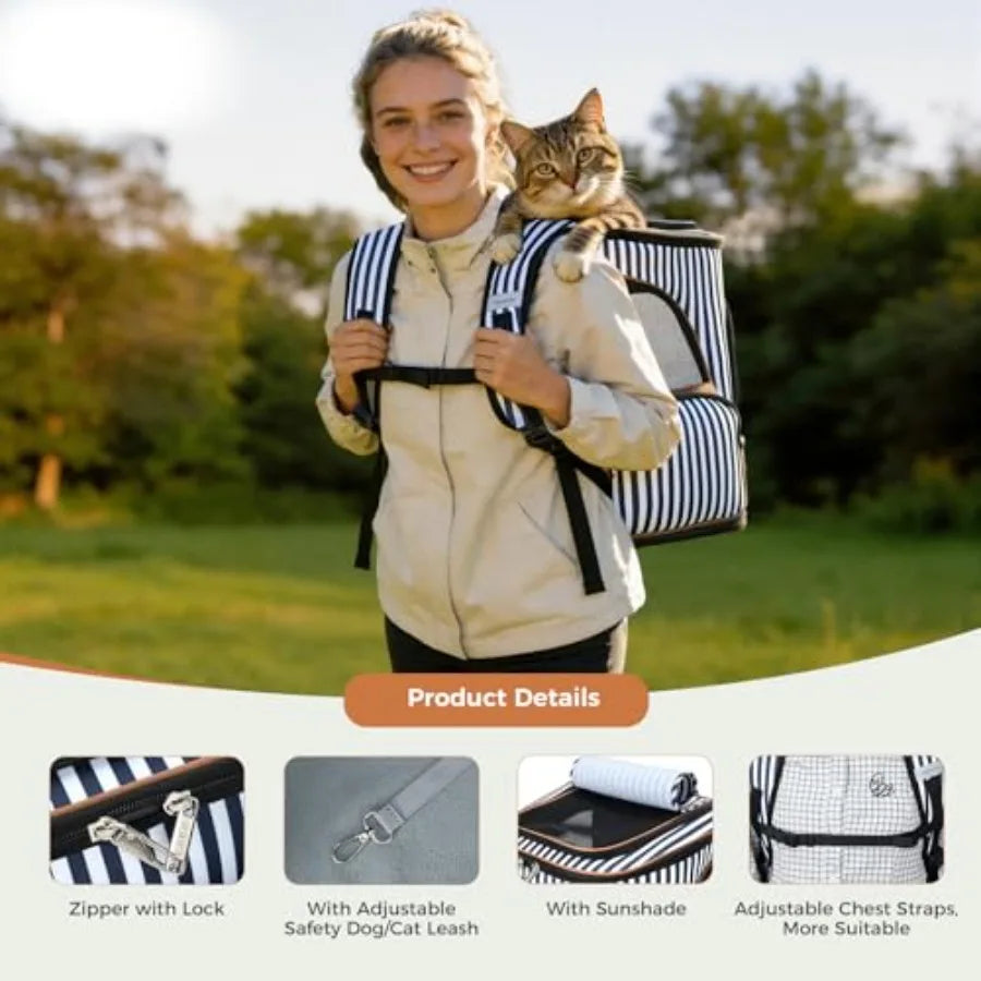Expandable Pet Carrier Backpack | Breathable Mesh, Safety Leash | Small Dogs & Cats