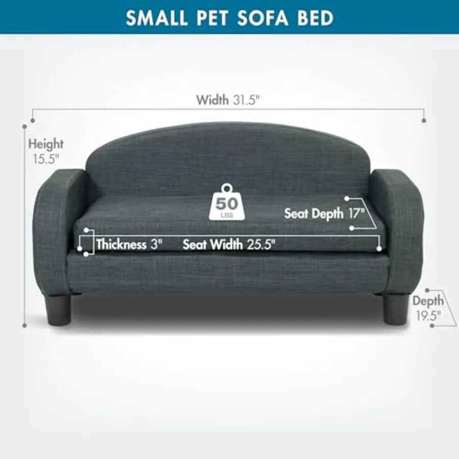 Elevated Pet Sofa Bed | Removable Washable Cover | Small Dogs & Puppies