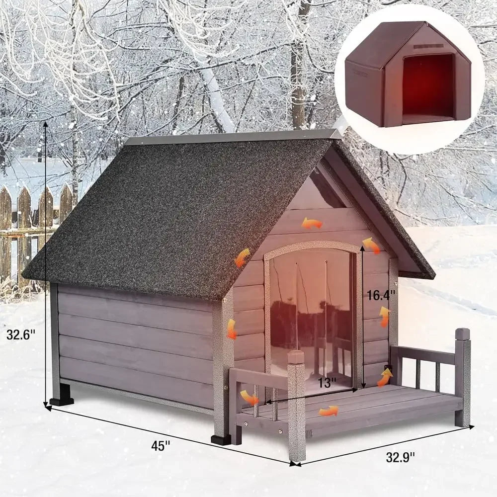 Insulated Outdoor Dog House | Washable Thermal Liner & Reinforced Frame | Gray