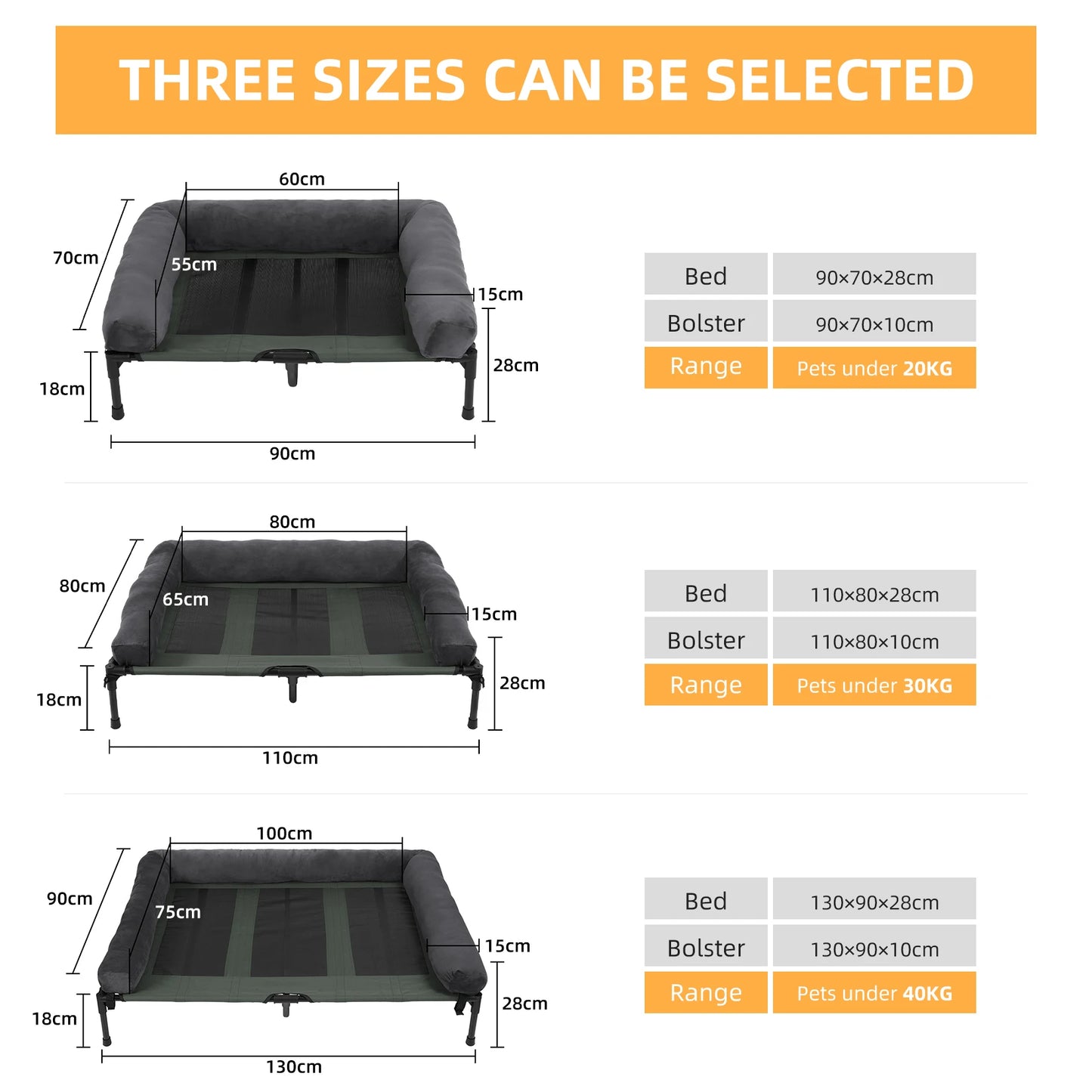 Elevated Dog Lounger Bed with Detachable Plush Bolster | Cooling | L, XL, 2XL | Indoor & Outdoor