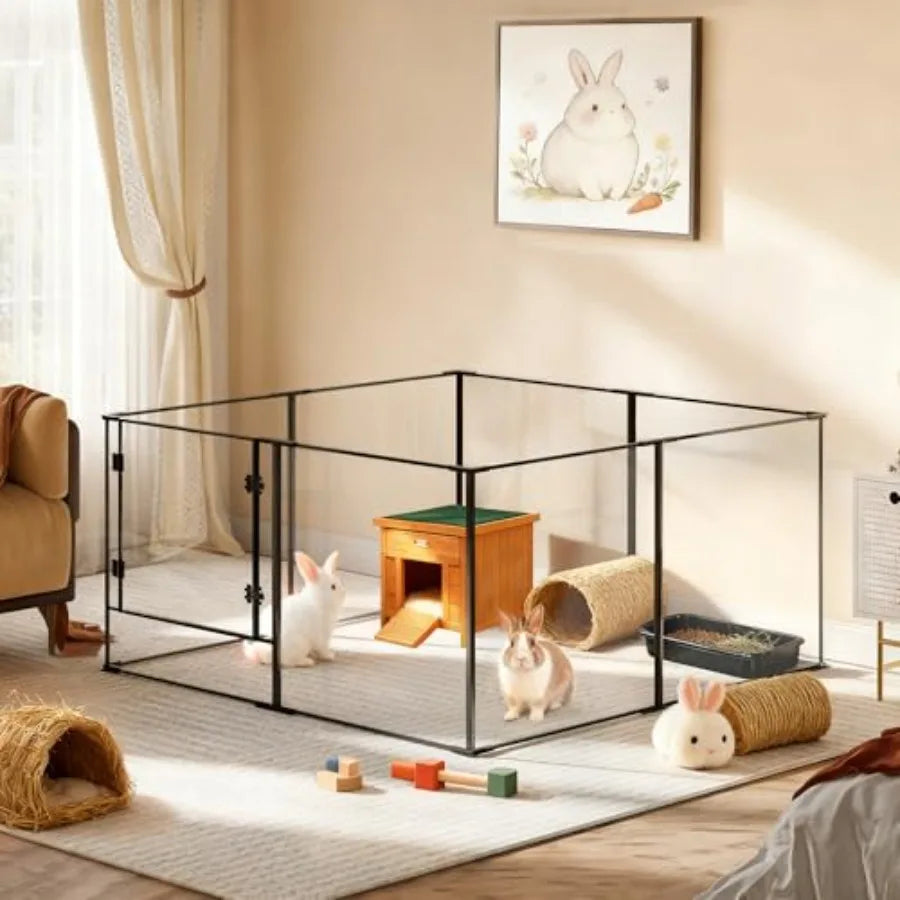 Acrylic Clear Dog Playpen — 8-Panel, 24" Tall, Metal Frame | Indoor Transparent Pet Pen
